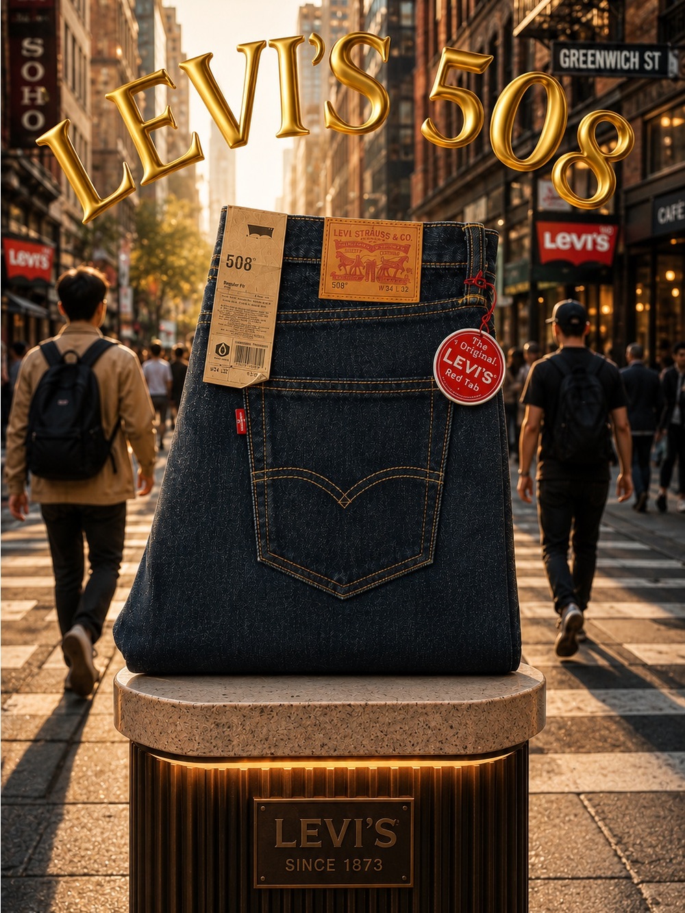Levi's W34 L32 508 Slim Straight Jeans in Dark Blue Denim